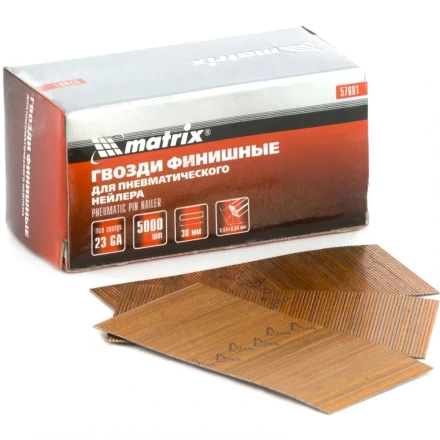 Гвозди финишные шпильки 23GA для пн. нейлера финишного диам. 0,64 мм длина -30 мм,5000 шт MATRIX 57681 купить в Когалыме