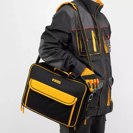 Сумка для инструмента, 400х170х300 мм, 3 отделения, 28 карманов, наплечный ремень// Denzel 90295 купить в Когалыме