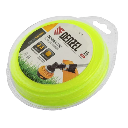 Леска для триммера зубчатый квадрат, 2,4мм х 15м, FLEX CORD, Denzel 96214 купить в Когалыме