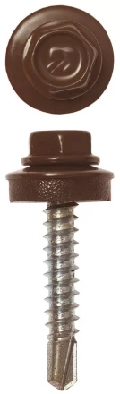Саморезы ЗУБР "ПРОФЕССИОНАЛ" окраш., RAL 8017 шокол.-коричн., для крепл. кров. матер. к дерев. обреш., 4.8х29мм, 2500шт 4-300310-48-029-8017 купить в Когалыме
