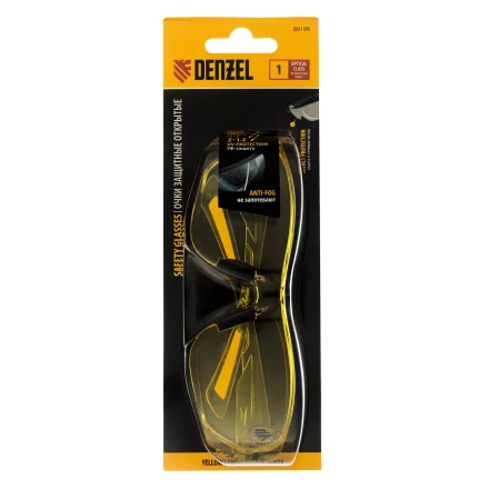 Очки защитные открытые Denzel 89199, поликарбонатные, желтая линза купить в Когалыме
