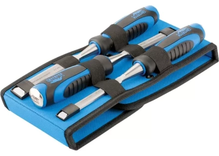 Набор долот-стамесок плоских 3шт 12-16-20 мм двухкомпонентная рукоятка металлический затыльник БАРС 24450 купить в Когалыме