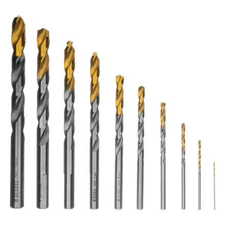 Набор сверл по металлу Denzel 723001, 1-10 мм, Р6М5-TiN, Golden Tip, 10 шт купить в Когалыме