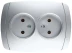 Розетка СВЕТОЗАР "АКЦЕНТ" двойная в сборе, без заземления, цвет серебристый металлик, 16А/~250В SV-54202-SM купить в Когалыме