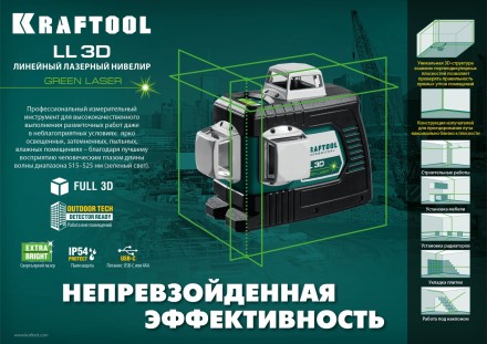 Нивелир лазерный  LLG3D зеленый 34641 купить в Когалыме