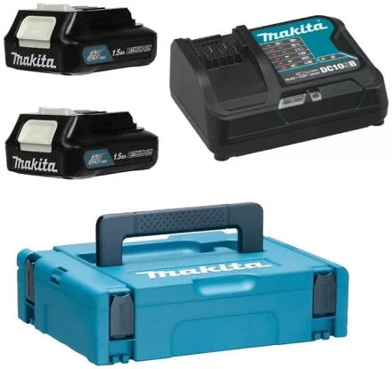 Набор 2 аккумулятора BL1016B + зарядное устройство DC10SB (12В, 1.5Ач, Li-ion, MakPac) Makita 197652-7 купить в Когалыме