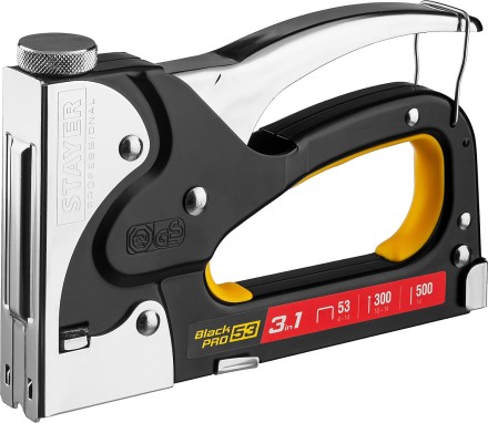 Степлер для скоб &quot;BlackPro 53&quot; 3-в-1: тип 53 (4-14 мм) / 300 (10-14 мм) / 500 (14 мм), STAYER Professional 31507 купить в Когалыме