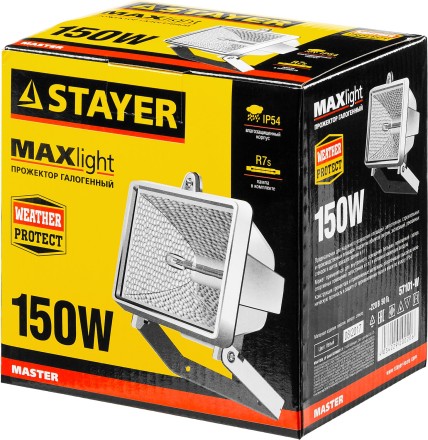 Прожектор STAYER &quot;MASTER&quot; MAXLight галогенный, с дугой крепления под установку, белый, 150Вт 57101-W купить в Когалыме