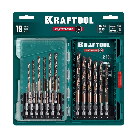 Набор сверл по металлу, хвостовик НЕХ-1/4, сталь М35-Со5% 29652-H19 купить в Когалыме