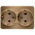 Розетка СВЕТОЗАР "ГАММА" с заземлением, двойная, без вставки и рамки, цвет золотой металлик, 16А/~250В SV-54107-GM купить в Когалыме