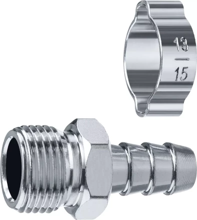 ЗУБР штуцер елочка, 10 мм - 3/8M, переходник с обжимным хомутом, Профессионал (64924-3/8-10) купить в Когалыме
