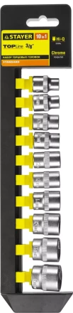 Набор STAYER "STANDARD": Торцовые головки (3/8") на пластиковом рельсе, 8-19мм, 10 предметов 27757-H10 купить в Когалыме