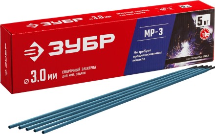 ЗУБР Д 3.0 х 350 мм, 5 кг в коробке, МР-3 рутиловый, электрод сварочный (40015-3.0) купить в Когалыме