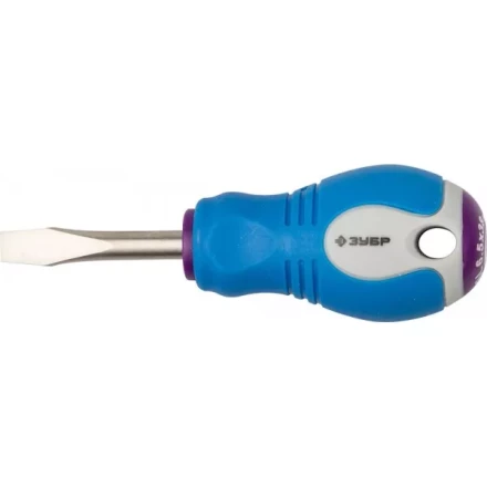 Отвертка ЗУБР, Cr-V сталь, трехкомпонентная рукоятка, цветовая индикация типа шлица, SL, 6,5x38мм 25251-6.5-038 купить в Когалыме