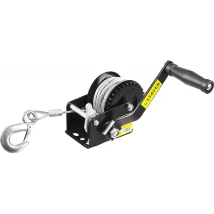 Лебедка ручная барабанная STAYER "MASTER", тяговая, тросовая, 0,45т, 8м 43112-0.5 купить в Когалыме