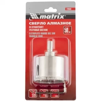 Сверло алмазное по керамограниту 50 х 67 мм 3-гранный хвостовик MATRIX 726503 купить в Когалыме