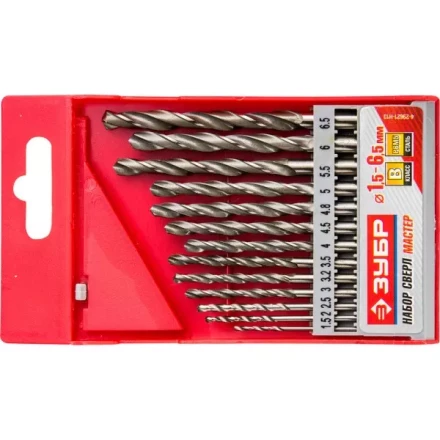 Набор ЗУБР "МАСТЕР": Свёрла по металлу, цилиндрический хвостовик, быстрорежущая сталь Р6М5, 1,5-6,5мм, 13шт 4-29621-H13 купить в Когалыме