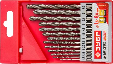 Набор ЗУБР "МАСТЕР": Свёрла по металлу, цилиндрический хвостовик, быстрорежущая сталь Р6М5, 1,5-6,5мм, 13шт 4-29621-H13 купить в Когалыме