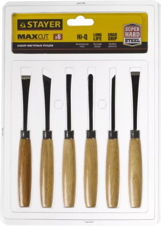 Набор STAYER: Резцы фигурные, с деревянной ручкой, 6шт 1832-H6 купить в Когалыме
