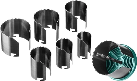 Пила сегментная наборная KRAFTOOL по дереву, 7 полотен: 25-32-38-45-50-56-62х42 мм 29580-H7-42 купить в Когалыме