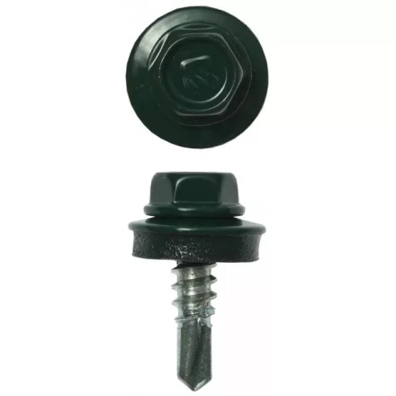 Саморезы ЗУБР "ПРОФЕССИОНАЛ" окраш., RAL 6005 зелен. насыщен., для крепл. кров. матер. к металл. констр., 5.5x19мм, 2500шт 4-300310-55-019-6005 купить в Когалыме