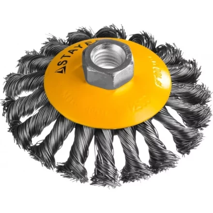 STAYER "PROFESSIONAL". Щетка коническая для УШМ, жгутированная стальная проволока 0,5мм, 100ммхМ14 35135-100 купить в Когалыме