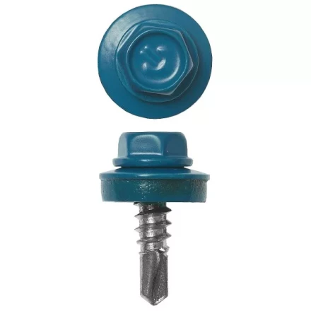 Саморезы ЗУБР окраш., RAL 5009 небесно-голуб., для крепл. кров. матер. к металл. констр., 5.5x25мм, 1800шт 4-300310-55-025-5009 купить в Когалыме