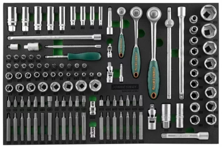 Набор головок торцевых 1/4" 3/8" 1/2"DR 81предмет вставок бит-40предметов EVAложемент Jonnesway S04H45121SV 49275 купить в Когалыме