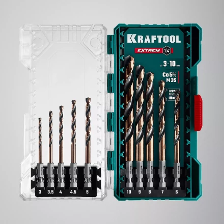 Набор сверл по металлу, хвостовик НЕХ-1/4, сталь М35-Со5% 29652-H10 купить в Когалыме