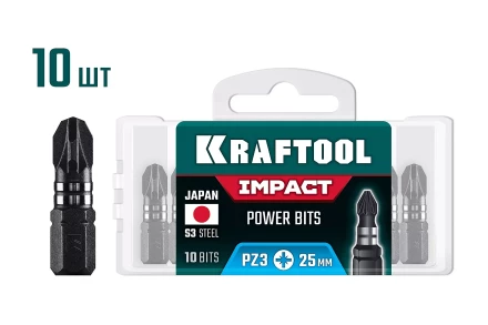 KRAFTOOL Impact PZ 3, 25 мм, 10 шт, ударные биты (26193-3-25-S10) купить в Когалыме