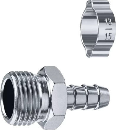 ЗУБР штуцер елочка, 10 мм - 1/2M, переходник с обжимным хомутом, Профессионал (64924-1/2-10) купить в Когалыме