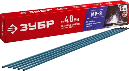 ЗУБР Д 4.0 х 450 мм, 5 кг в коробке МР-3 рутиловый, электрод сварочный (40015-4.0) купить в Когалыме