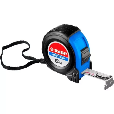 Рулетка ЗУБР "НЕЙЛОН", нейлоновое покрытие, упрочненное полотно, ударопрочный обрезиненный корпус, 8м/25мм 34056-08-25_z01 купить в Когалыме