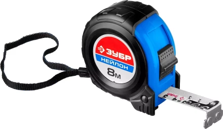 Рулетка ЗУБР "НЕЙЛОН", нейлоновое покрытие, упрочненное полотно, ударопрочный обрезиненный корпус, 8м/25мм 34056-08-25_z01 купить в Когалыме