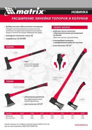 Колун, 2700 г Matrix 21821, фибергласовое обрезиненное топорище 700 мм купить в Когалыме