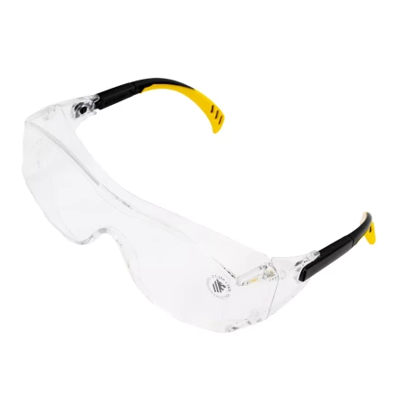 Очки защитные открытые Denzel 89201, поликарбонатные, увеличенная прозрачная линза,  регулируемые дужки купить в Когалыме