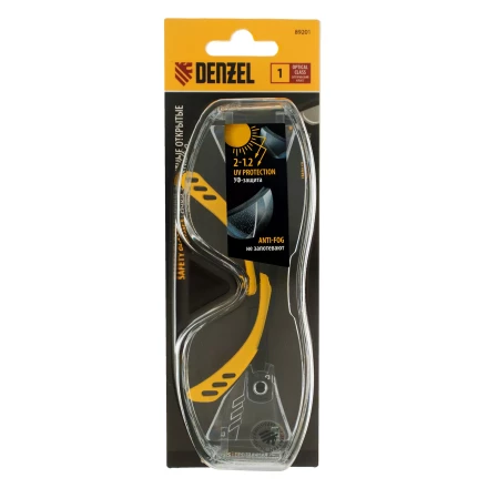 Очки защитные открытые Denzel 89201, поликарбонатные, увеличенная прозрачная линза,  регулируемые дужки купить в Когалыме