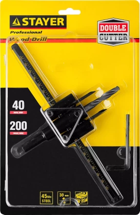 Сверло регулируемое, STAYER Profi 2944-200, двухрезцовое, по дереву, "Балеринка", d=40-200мм 2944-200 купить в Когалыме