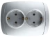 Розетка СВЕТОЗАР "АКЦЕНТ" двойная в сборе, с заземлением, цвет серебристый металлик, 16А/~250В SV-54207-SM купить в Когалыме