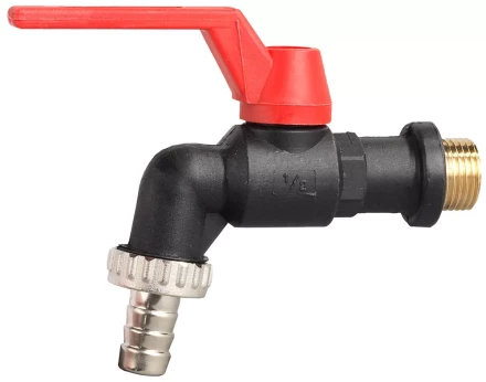 Кран угловой ЗУБР шаровой "папа-соединит шланг", пластиковый корпус, 1/2"х15 4-51560-P-1/2-15 купить в Когалыме