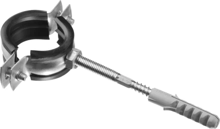 ЗУБР "МАСТЕР". Хомут трубный с гайкой, оцинкованный, в комплекте с сантехнической шпилькой и дюбелем, 1", 1шт 37866-32-36 купить в Когалыме