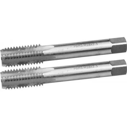 Метчики ЗУБР "ЭКСПЕРТ" машинно-ручные, комплектные для нарезания метрической резьбы в сквозных отверстиях, М18х2,5, 2шт 4-28007-18-2.5-H2 купить в Когалыме