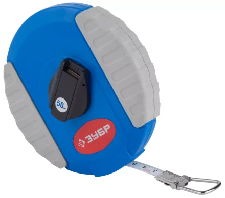 Мерная лента ЗУБР "ЭКСПЕРТ", стальное полотно с нейлоновым покрытием, двухкомпонентный ударопрочный корпус, 50м 34165-50_z01 купить в Когалыме