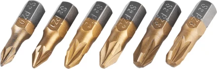 Набор JCB: Биты, хромомолибденовая сталь S2, титановое покрытие, 6 пред.: PZ№ 0,1,2х2шт,3х2шт, 25мм JPL002 купить в Когалыме