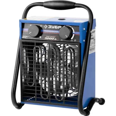 Пушка ЗУБР "ПРОФЕССИОНАЛ" "Квадрат" тепловая электрическая, двойные стенки (термос), гладкий нерж ТЭН, 3/1,5 кВт, 220В ЗТПЭ-3000_М2 купить в Когалыме