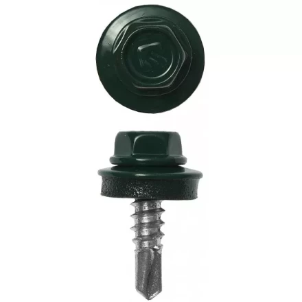 Саморезы ЗУБР "ПРОФЕССИОНАЛ" окраш., RAL 6005 зелен. насыщен., для крепл. кров. матер. к металл. констр., 5.5x25мм, 1800шт 4-300310-55-025-6005 купить в Когалыме