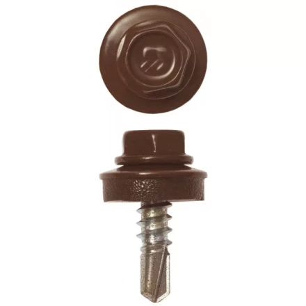 Саморезы ЗУБР "ПРОФЕССИОНАЛ" окраш., RAL 8017 шокол.-коричн., для крепл. кров. матер. к металл. констр. , 5.5x19мм, 2500шт 4-300310-55-019-8017 купить в Когалыме