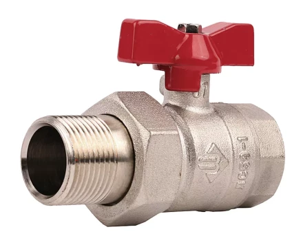 Кран ЗУБР шаровой 1/2" полнопроходной с накидной гайкой "мама-папа", бабочка, никелированная латунь 51357-N-1/2 купить в Когалыме