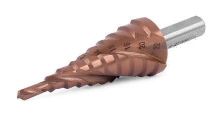 Ступенчатое сверло MESSER HSS CO  4-22х10 с кобальтовым покрытием и тремя спиральными канавками. купить в Когалыме