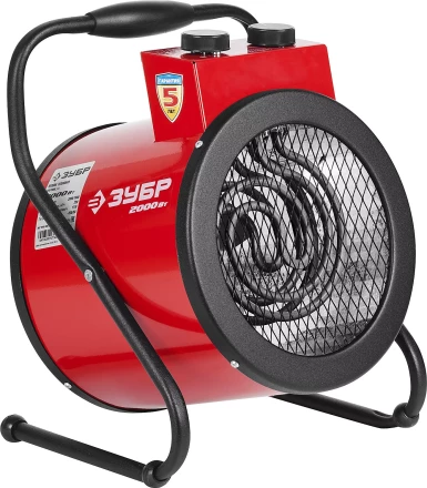 Пушка ЗУБР "МАСТЕР" "круглая" тепловая электрическая, гладкий нерж ТЭН, 2/1 кВт, 220В ЗТП-2000_М2 купить в Когалыме